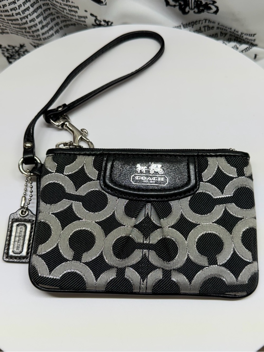 Coach Black & Gray Signature Wristlet Clutch